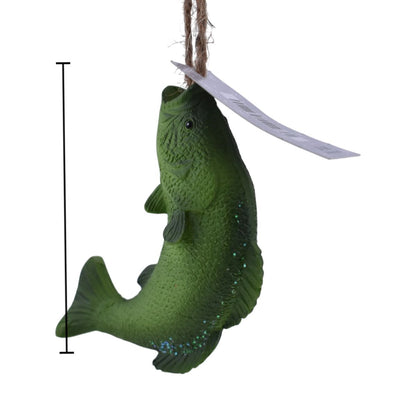Green Bass Fish Ornament on Jute Cord