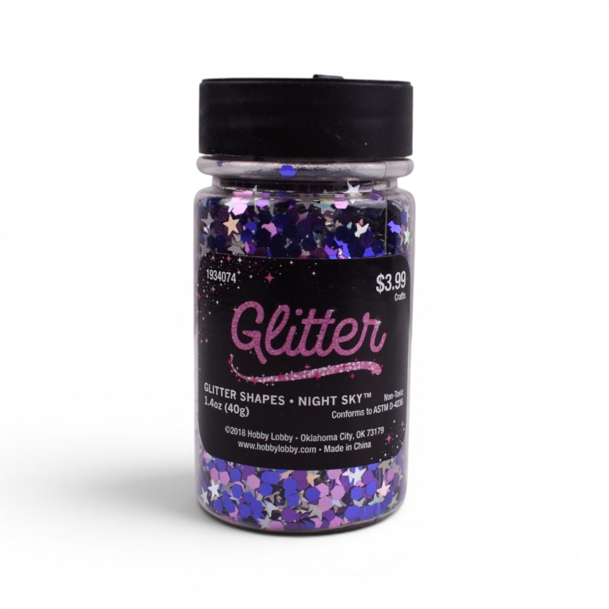 Night Sky Shapes Craft Glitter Shaker, 1.4oz