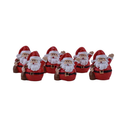 Mini Santas Resin Figurines, 6 pc
