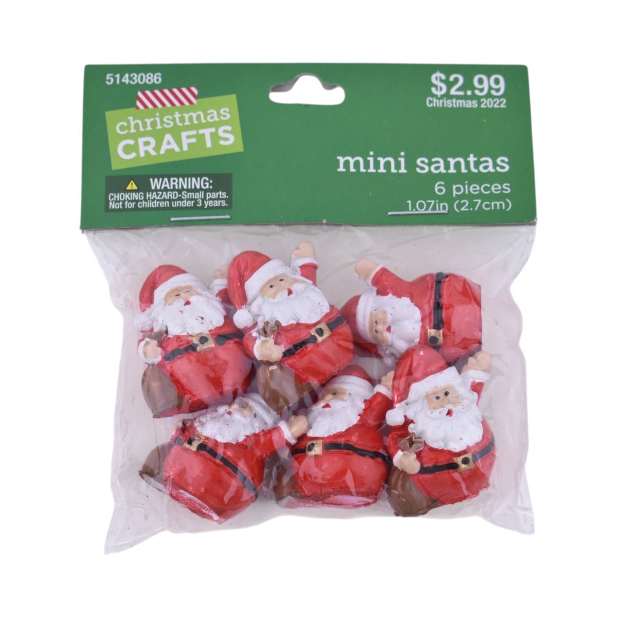 Mini Santas Resin Figurines, 6 pc