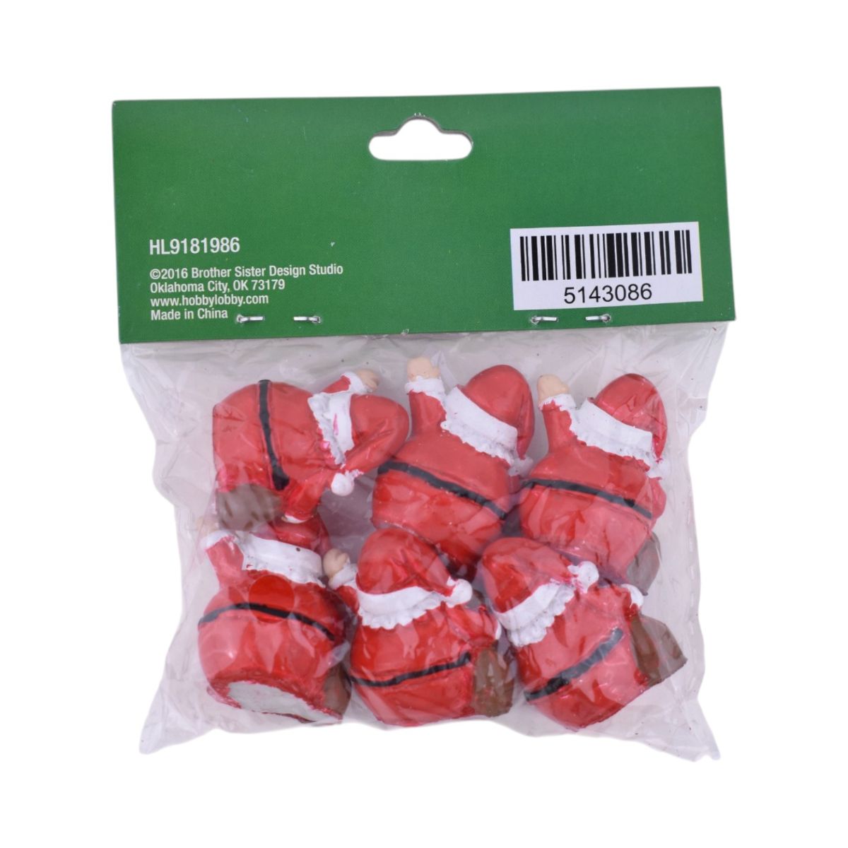 Mini Santas Resin Figurines, 6 pc