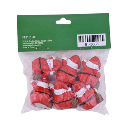 Mini Santas Resin Figurines, 6 pc