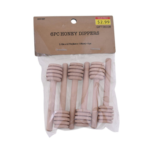 Wooden Honey Dippers, Set of 6