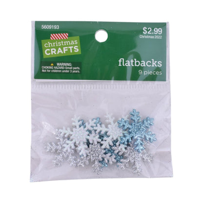 Flatback Glitter Snowflakes, 9 pc