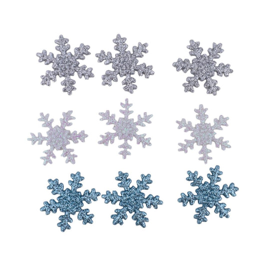 Flatback Glitter Snowflakes, 9 pc