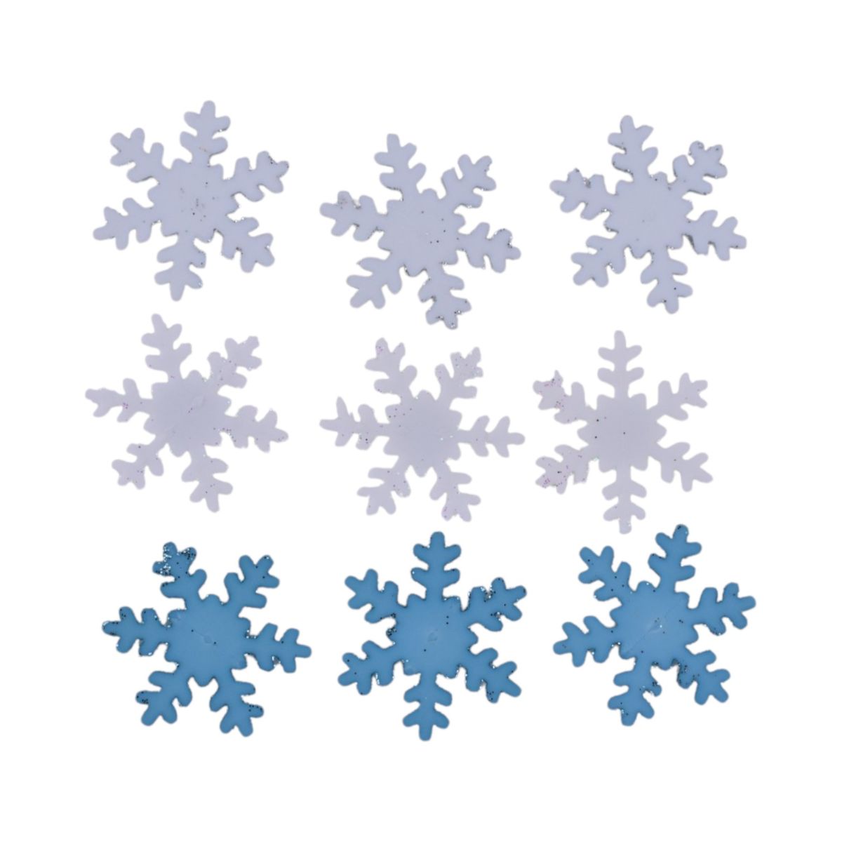 Flatback Glitter Snowflakes, 9 pc