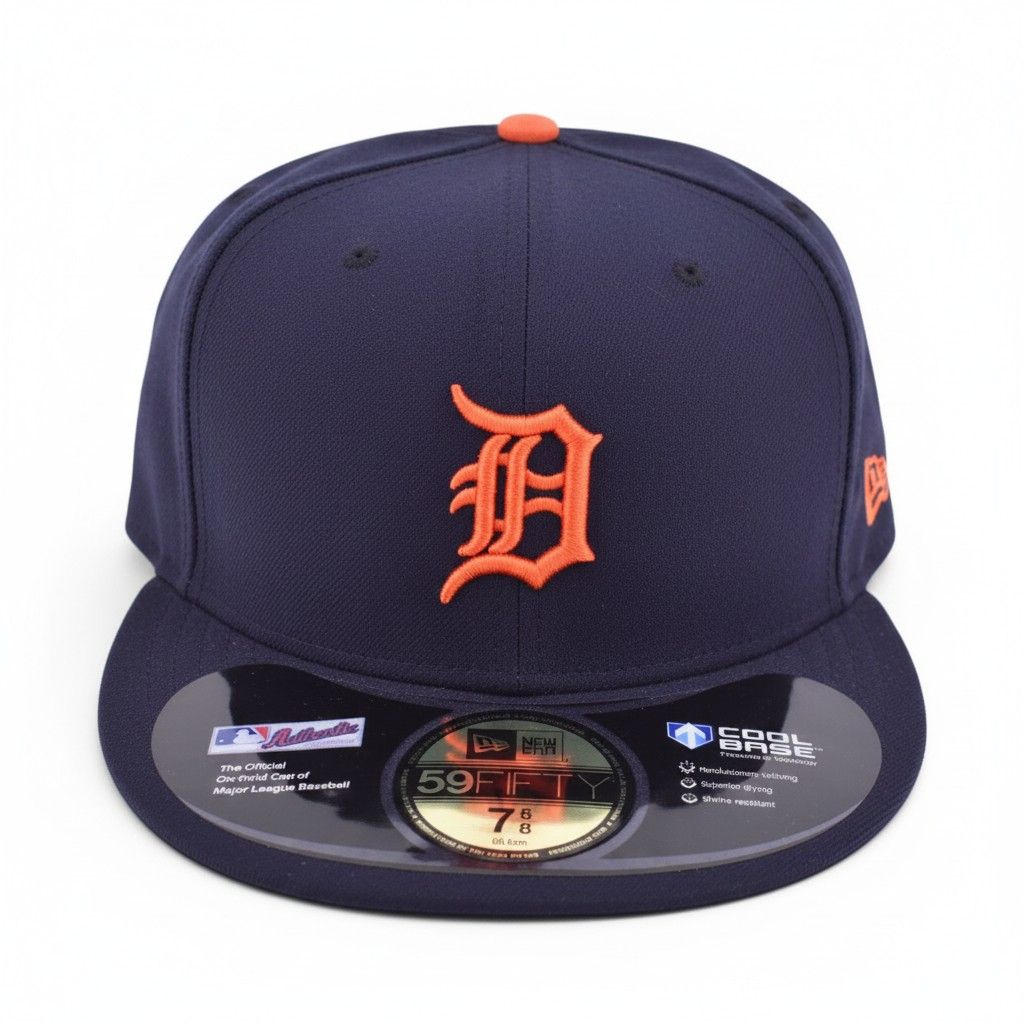 New Era Detroit Tigers Navy Fitted Cap, Size 7 5/8