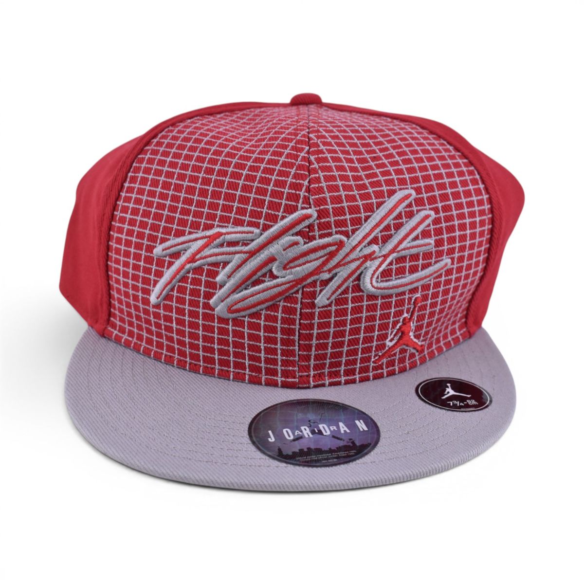 Jordan Flight Red Grid Fitted Cap, Size 7 3/4