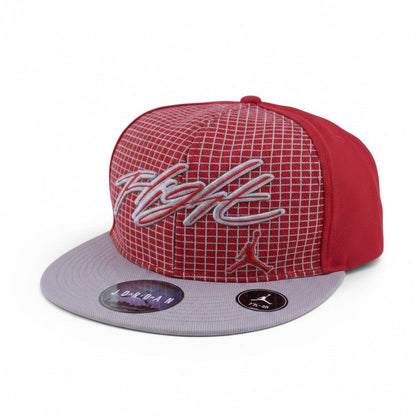 Jordan Flight Red Grid Fitted Cap, Size 7 3/4