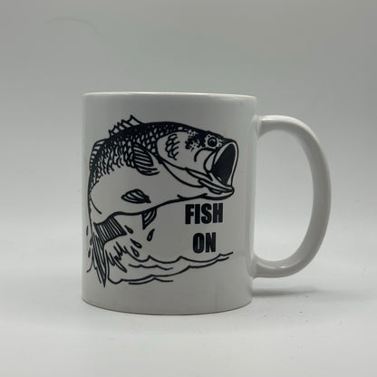 Fish On – White Ceramic Coffee Mug (11oz)