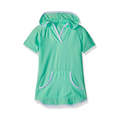 Free Country Youth Girl's Swim Sun Mesh Hooded Kangaroo Cover Up