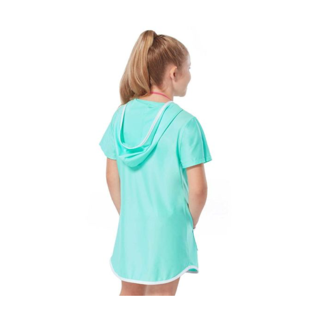 Free Country Youth Girl's Swim Sun Mesh Hooded Kangaroo Cover Up