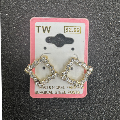 Crystal Square Earrings – Rose Gold, Gold, or Silver