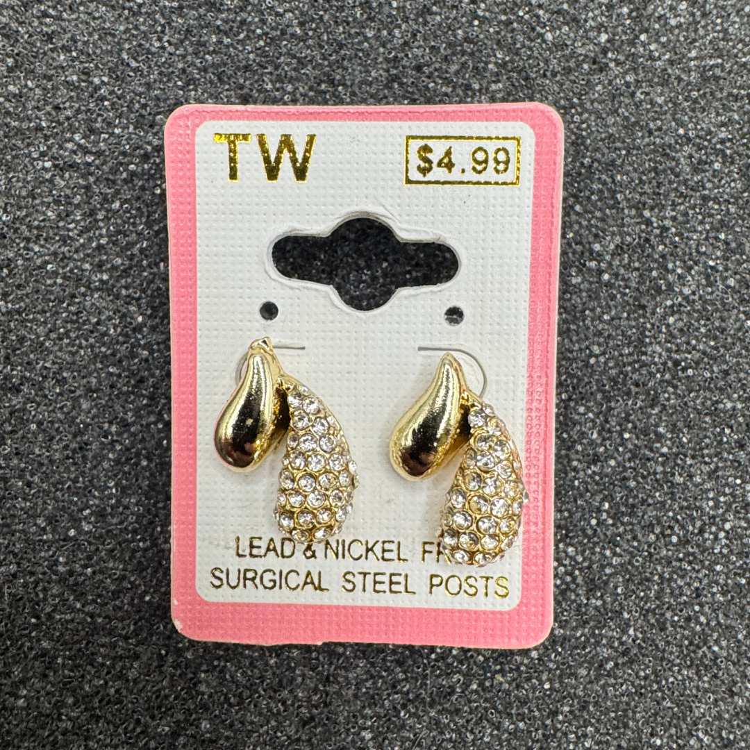 Double Teardrop Crystal Stud Earrings – Rose Gold, Gold, or Silver
