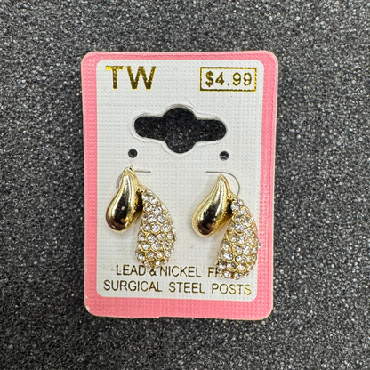 Double Teardrop Crystal Stud Earrings – Rose Gold, Gold, or Silver