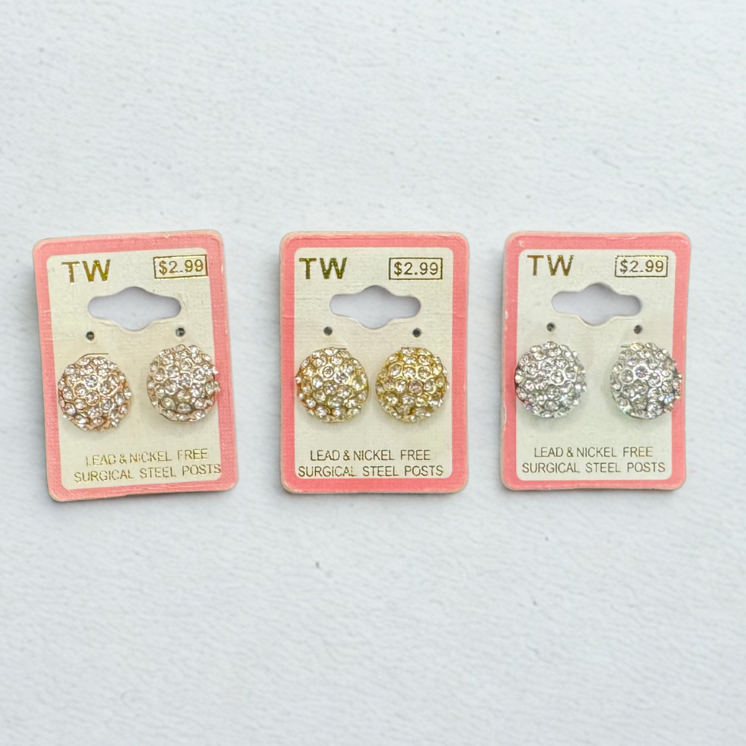 Crystal Dome Stud Earrings