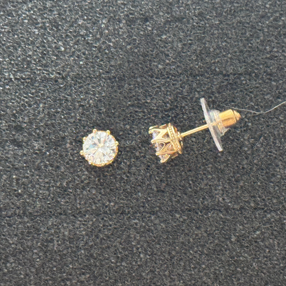 Round Crown-Set Stud Earrings – Multiple Sizes, Rose Gold, Gold, or Silver