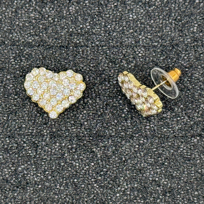 Chunky Crystal Heart Stud Earrings – Rose Gold, Gold, or Silver