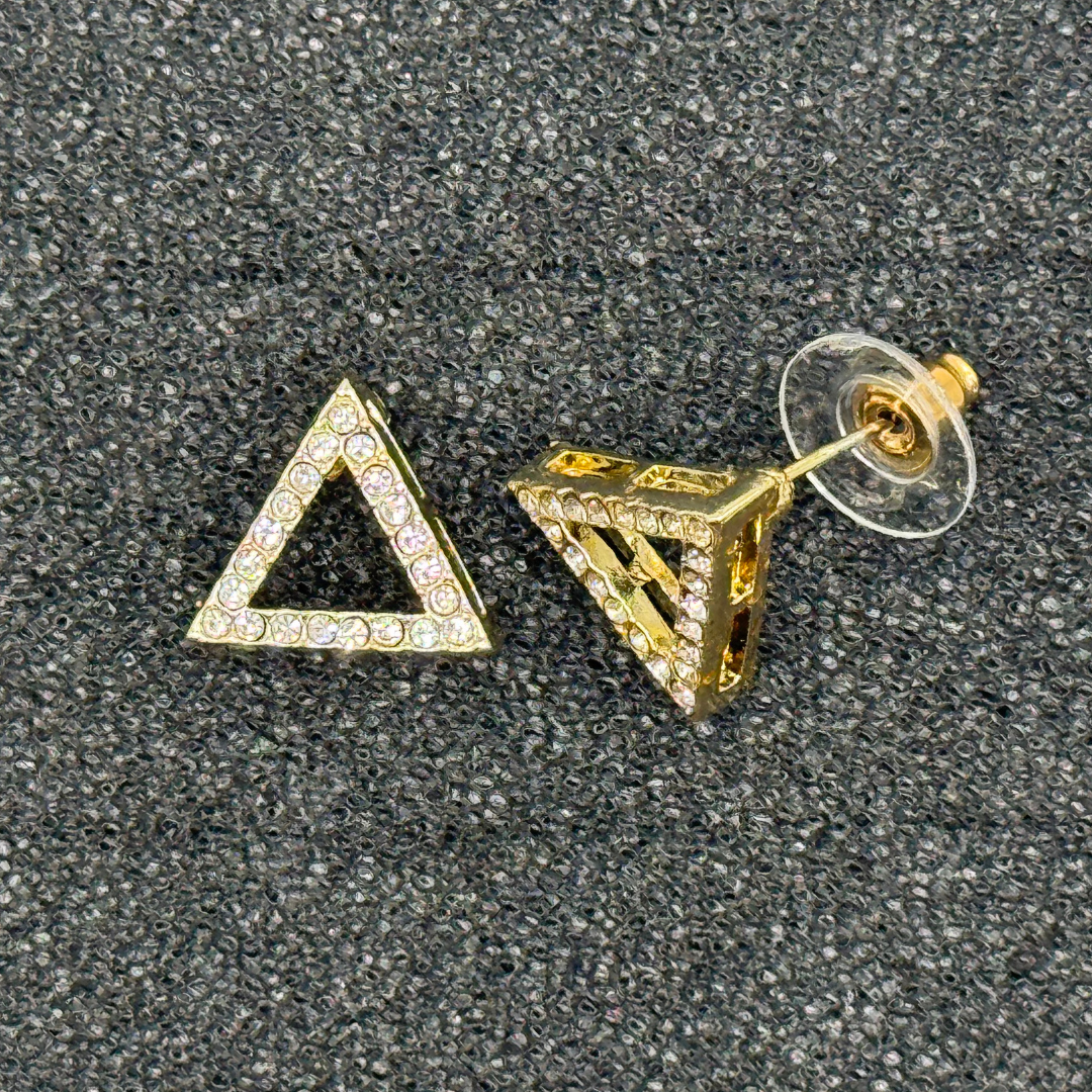 Triangle Crystal Stud Earrings – Rose Gold, Gold, or Silver