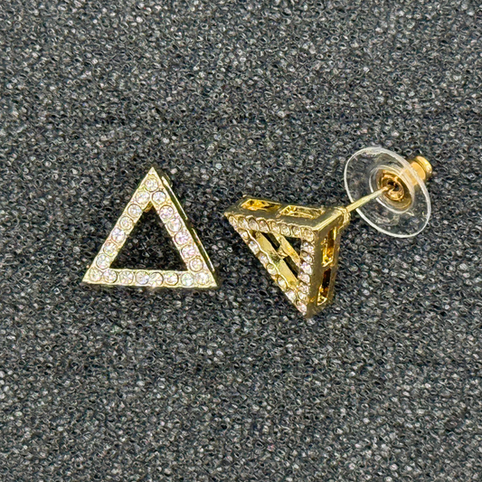 Triangle Crystal Stud Earrings – Rose Gold, Gold, or Silver