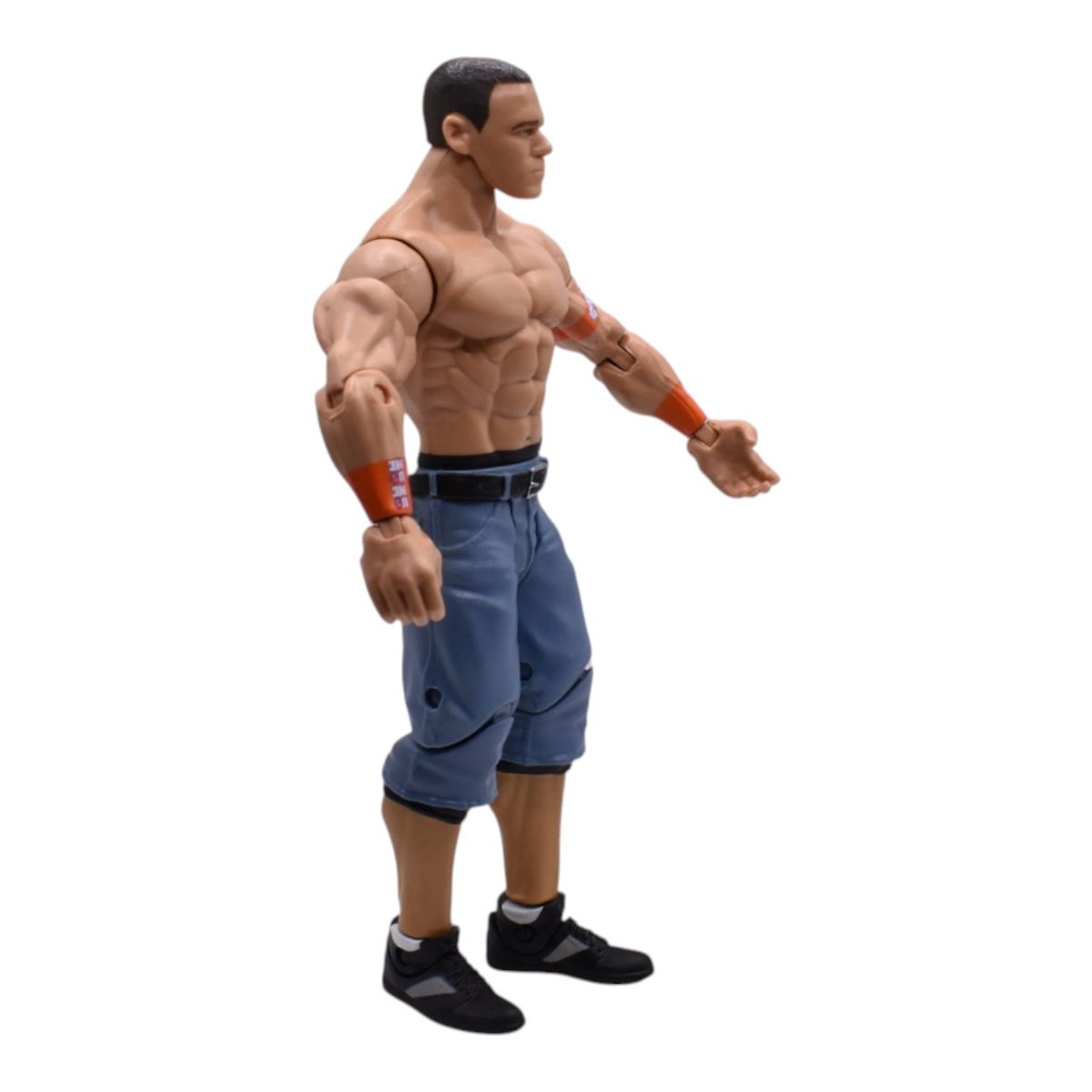 WWE John Cena Action Figure by Mattel with Blue Jean Shorts and Orange Armbands