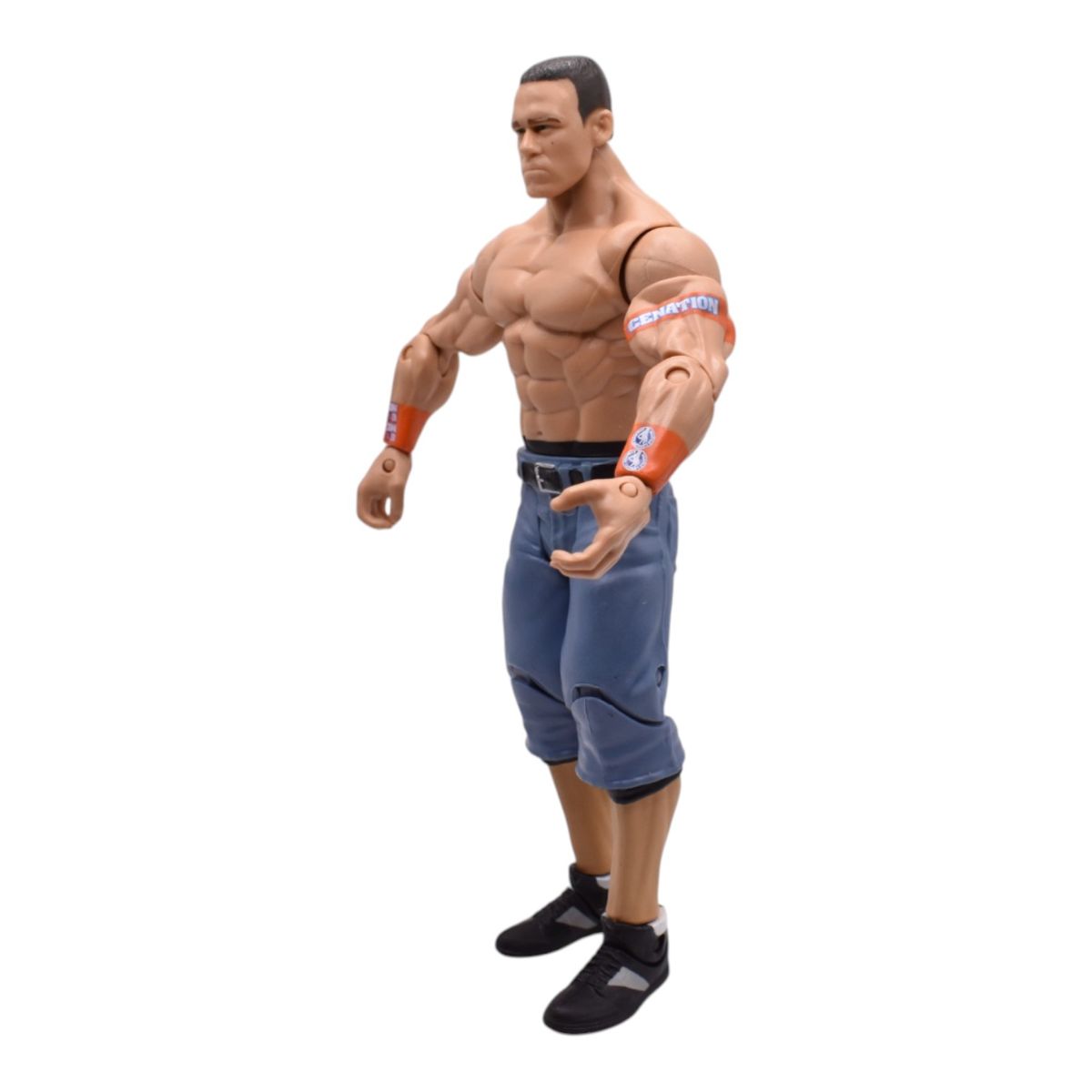 WWE John Cena Action Figure by Mattel with Blue Jean Shorts and Orange Armbands