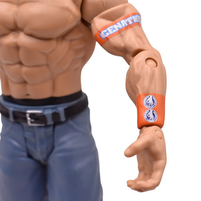 WWE John Cena Action Figure by Mattel with Blue Jean Shorts and Orange Armbands