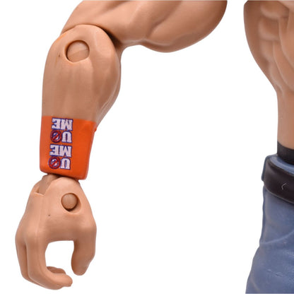 WWE John Cena Action Figure by Mattel with Blue Jean Shorts and Orange Armbands