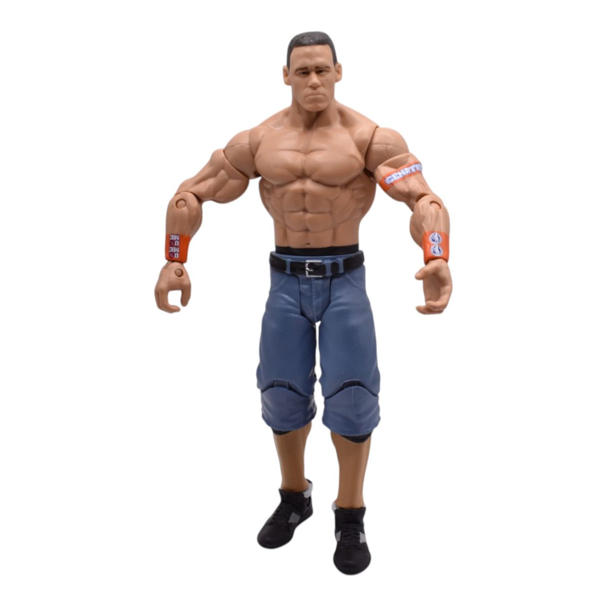 WWE John Cena Action Figure by Mattel with Blue Jean Shorts and Orange Armbands