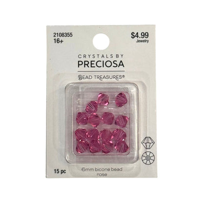 Bicone Beads (6mm) Rose, 15 Count