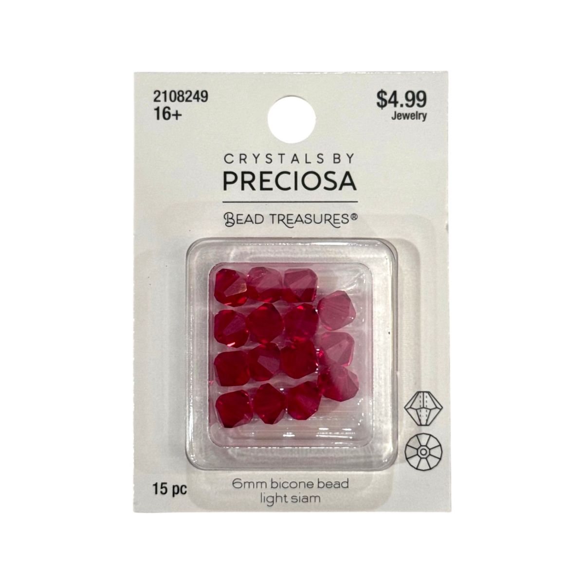 Bicone Beads (6mm) Light Siam, 15 Count