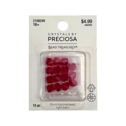 Bicone Beads (6mm) Light Siam, 15 Count