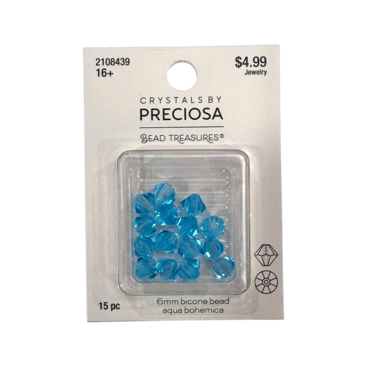 Bicone Beads (6mm) Aqua Bohemica, 15 Count