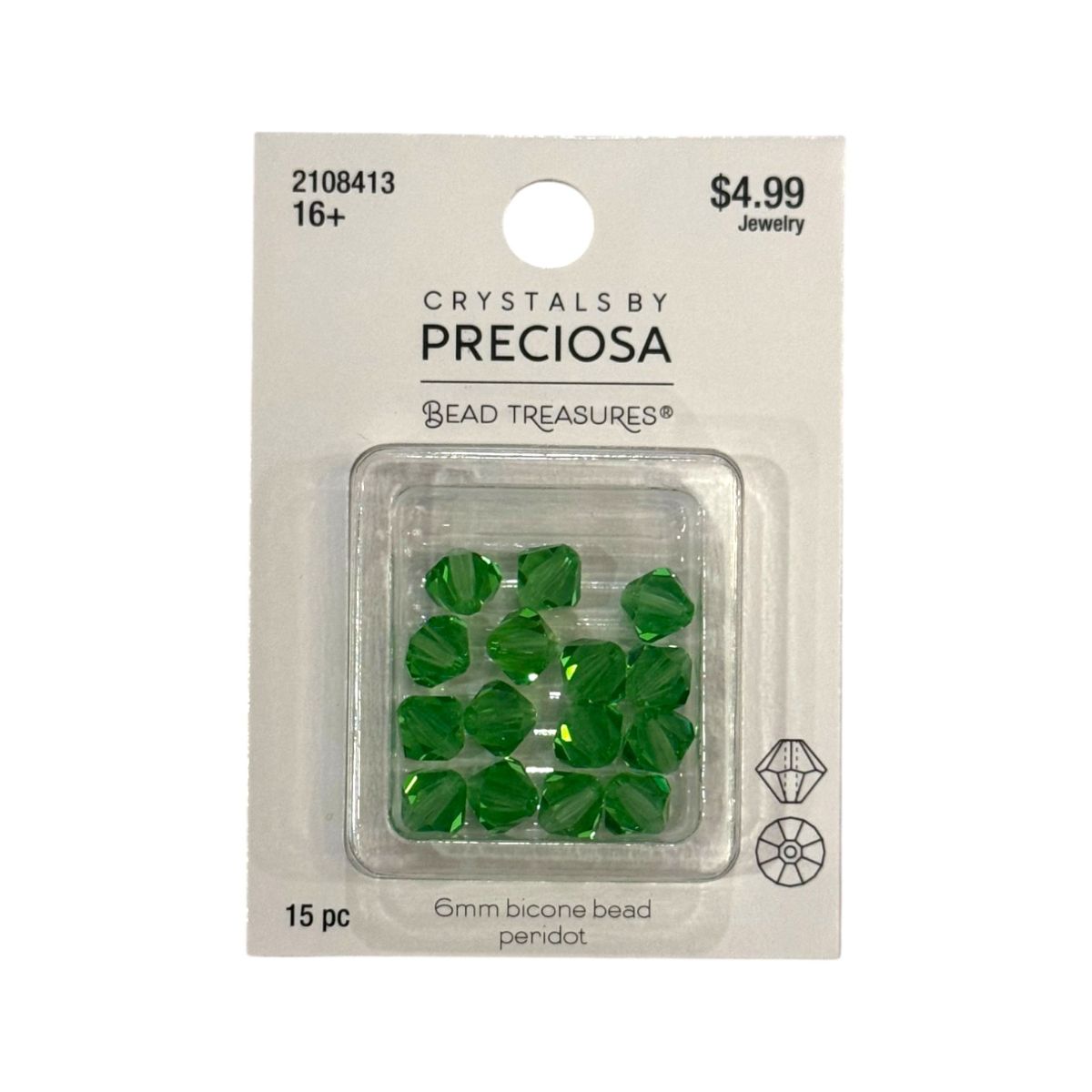 Bicone Beads (6mm) Peridot, 15 Count