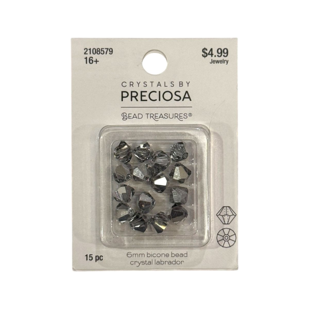 Bicone Beads (6mm) Crystal Labrador, 15 Count