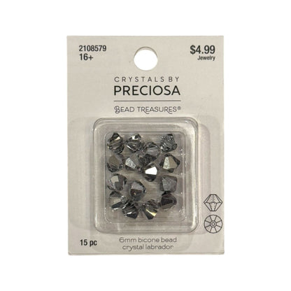 Bicone Beads (6mm) Crystal Labrador, 15 Count