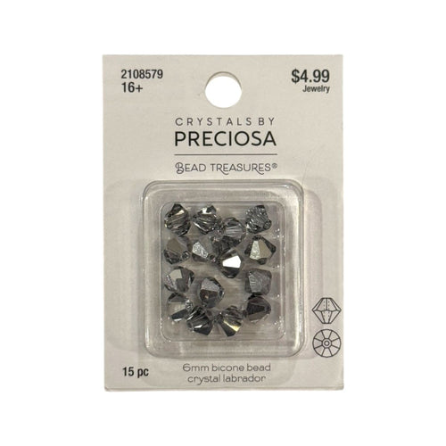 Bicone Beads (6mm) Crystal Labrador, 15 Count