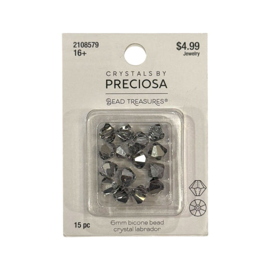 Bicone Beads (6mm) Crystal Labrador, 15 Count