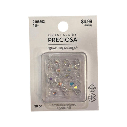 Bicone Beads (4mm) Crystal AB, 30 Count