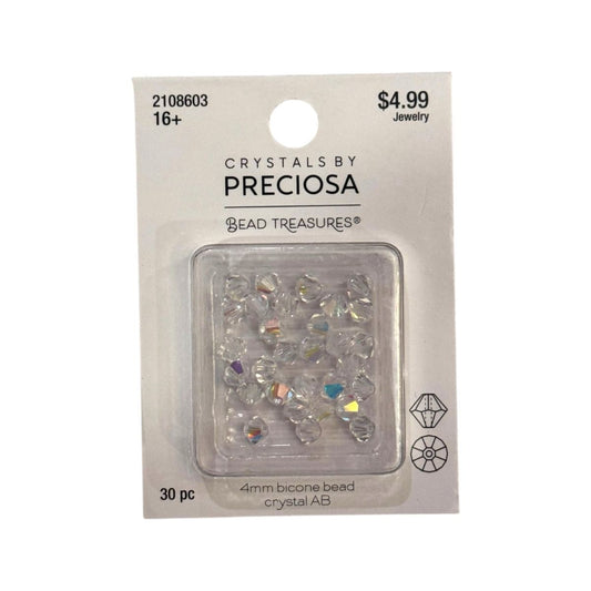 Bicone Beads (4mm) Crystal AB, 30 Count