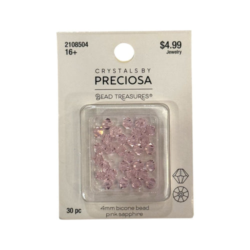 Bicone Beads (4mm) Pink Sapphire, 30 Count