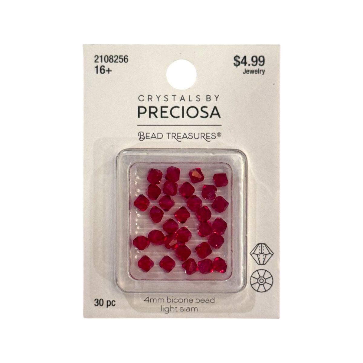 Bicone Beads (4mm) Light Siam, 30 Count