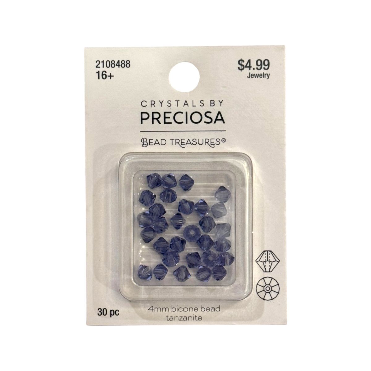 Bicone Beads (4mm) Tanzanite, 30 Count