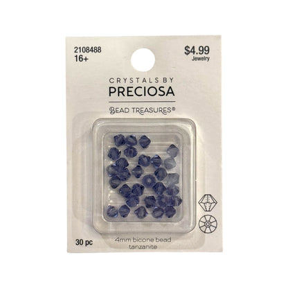 Bicone Beads (4mm) Tanzanite, 30 Count