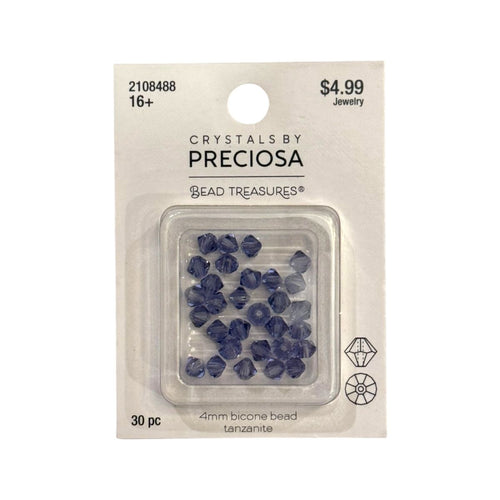 Bicone Beads (4mm) Tanzanite, 30 Count