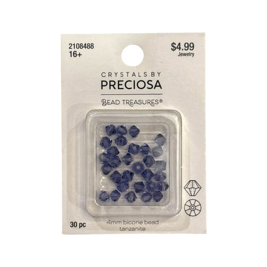 Bicone Beads (4mm) Tanzanite, 30 Count