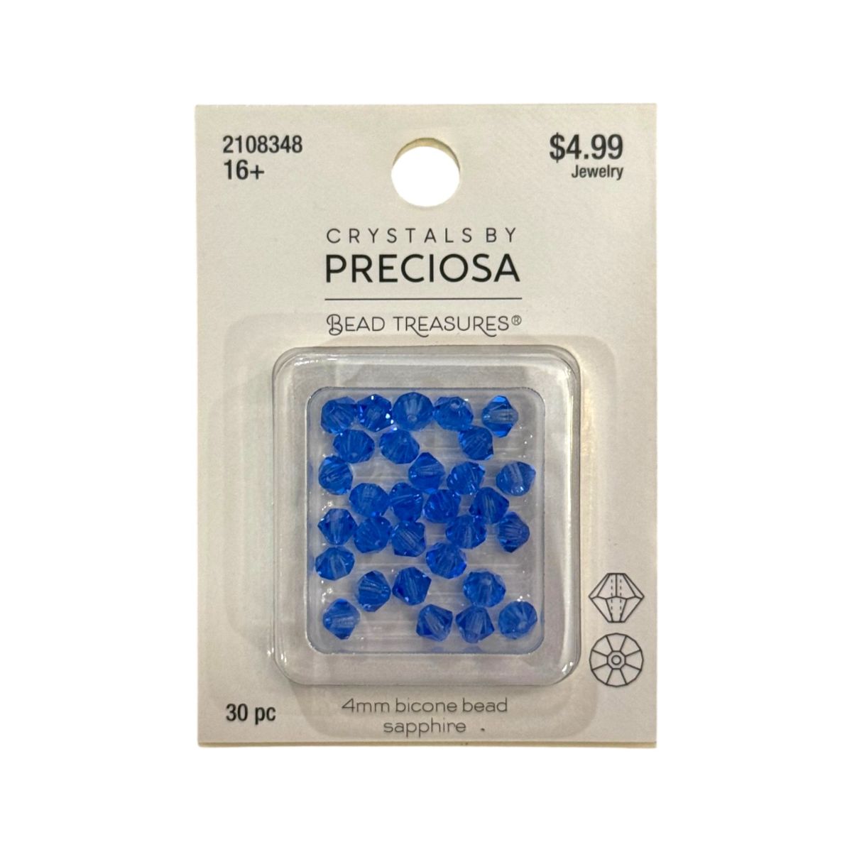 Bicone Beads (4mm) Sapphire Blue, 30 Count