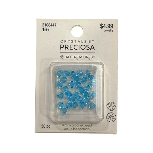 Bicone Beads (4mm) Aqua Bohemica, 30 Count