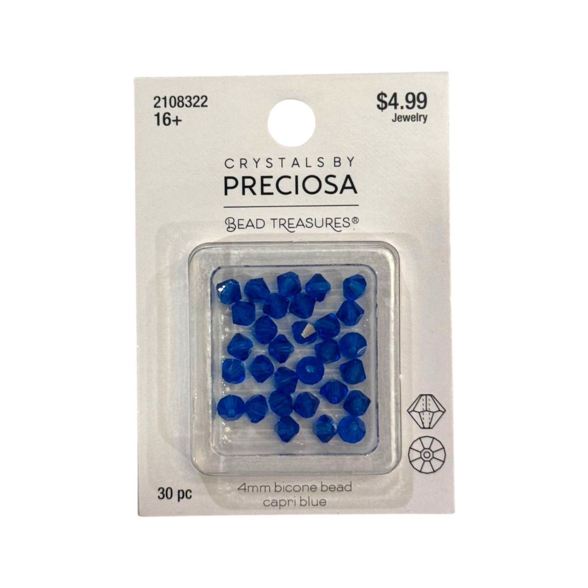 Bicone Beads (4mm) Capri Blue, 30-Count