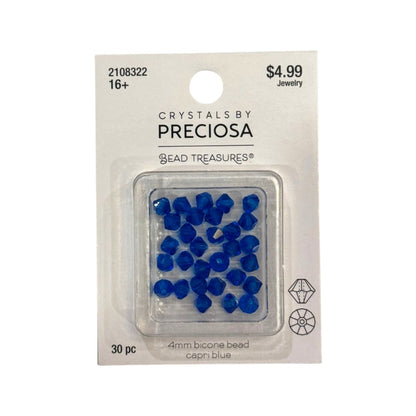 Bicone Beads (4mm) Capri Blue, 30-Count